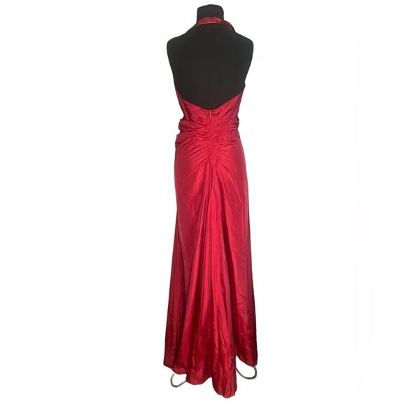 Y2K Red Satin Feminine Halter Maxi Dress 8 Mobwife Formal Prom Mermaid Romantic - Picture 5 of 7